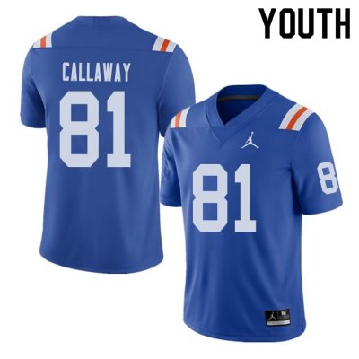 Youth Florida Gators #81 Antonio Callaway NCAA Jordan Brand Royal Throwback Alternate Authentic Stitched College Football Jersey UJP5762HG